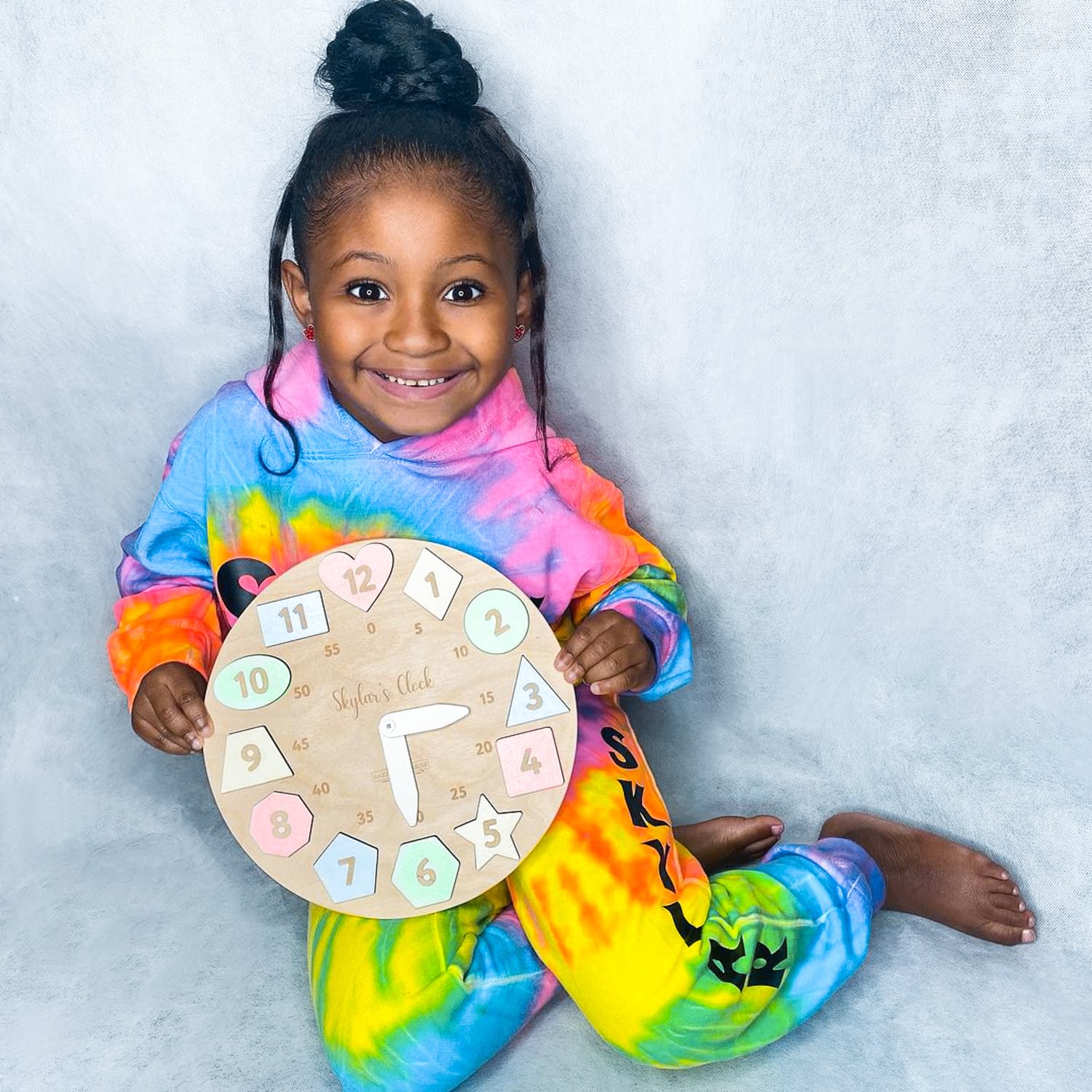 Personalized Wooden Name Clock with Shapes Wooden Name Puzzle 1st