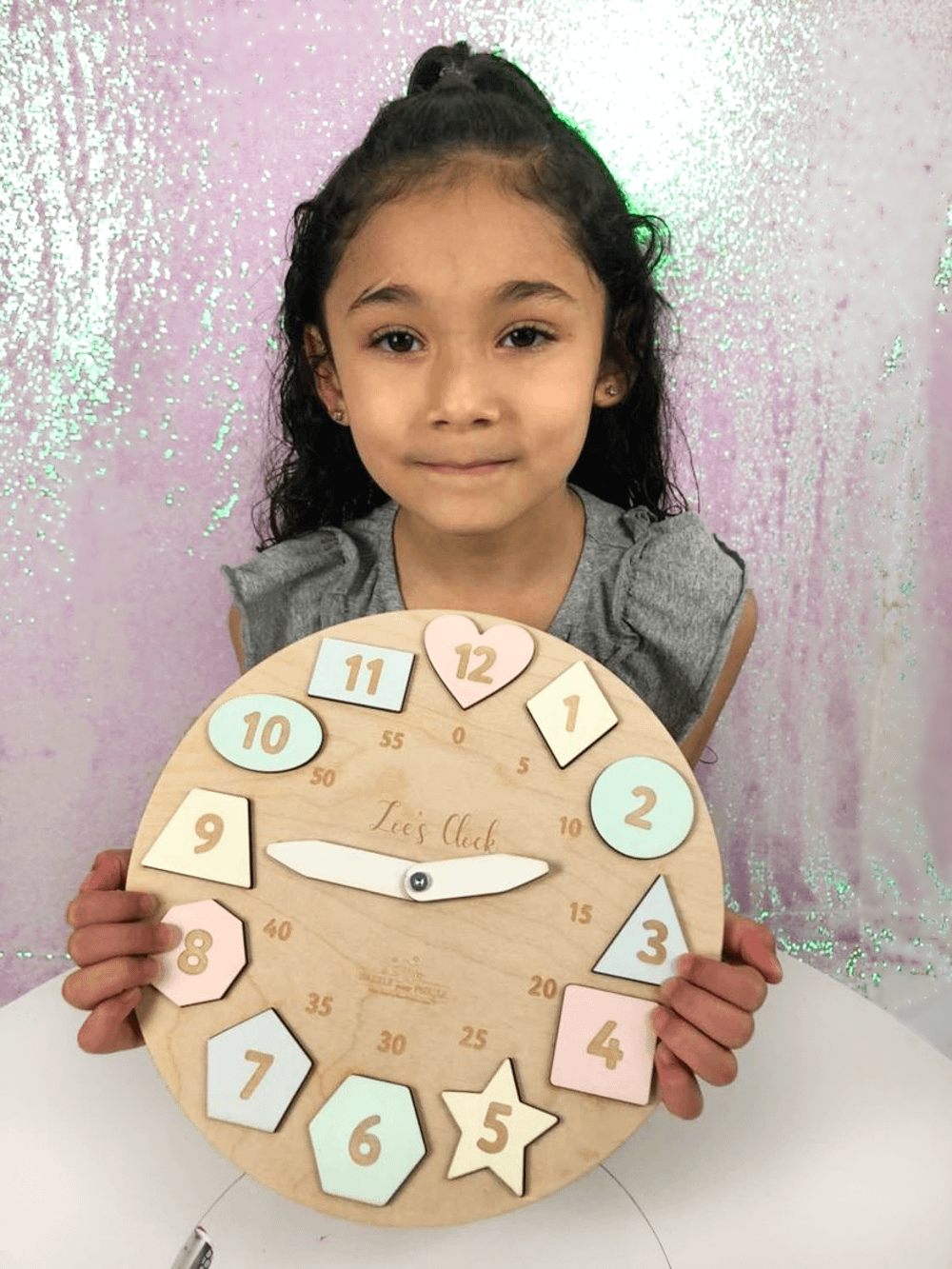 Personalized Wooden Name Clock with Shapes Wooden Name Puzzle 1st